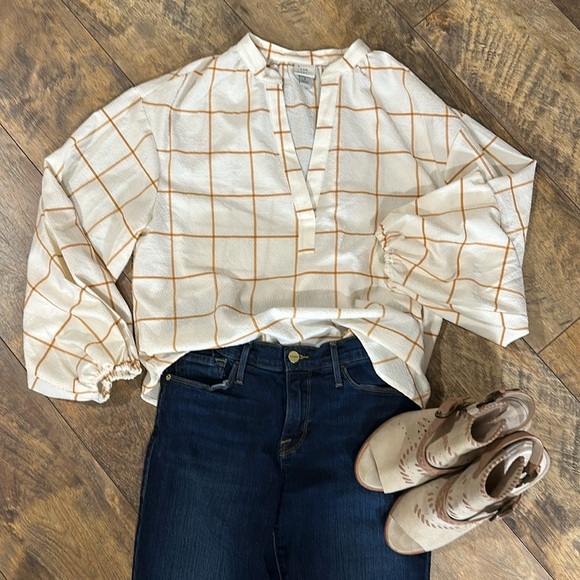 a new day Tops - A NEW DAY Window Pane Blouse, Size S, EUC